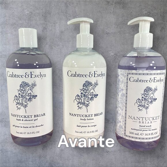 3 CRABTREE & EVELYN NANTUCKET BRIAR Bath Shower GEL Hand WASH Soap Body LOTION - Picture 1 of 5